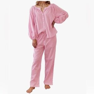 Pink Gingham Pajama Set